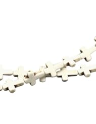 From Amazon.com. Click for details:
 Home: White Howlite Cross Beads 16x12mm for making jewellery, Embelishments, Approx 24 beads - The Bead and Button Company Home: White Howlite Cross Beads 16x12mm for making jewellery, Embelishments, Approx 24 beads - The Bead and Button Company
