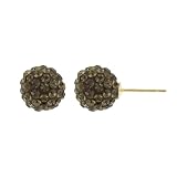 10k Yellow Gold Lab-Created Brown Crystal Earrings