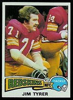1975 Topps Regular (Football) Card# 179 Jim Tyrer of the Washington Redskins Ex Condition