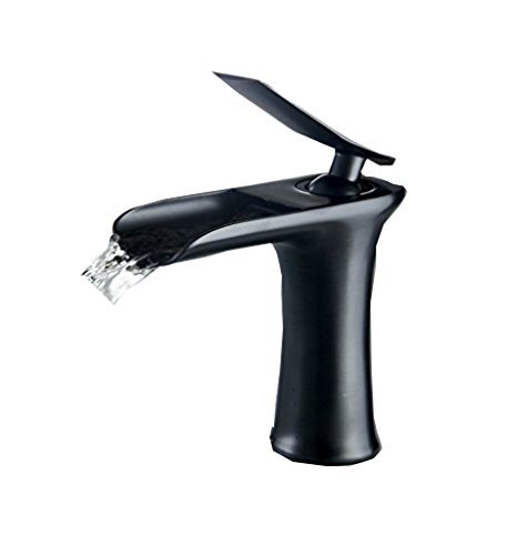 Eyekepper Waterfall Spout Open Channel Single Handle Bathroom Sink Faucet Basin Mixer Tap, Oil Rubbed Bronze by Eyekepper
