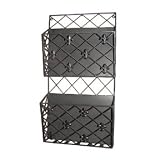 2 Tier Old World Tuscan Fleur-de-lis Wall Mounted Magazine Holder