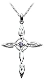 Kit Heath Heritage Sterling Silver Ladies 9233AM Celtic Amethyst Twist Cross Pendant + 18 Chain