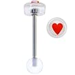 Clear Acrylic Red Heart Logo Barbell Tongue Ring