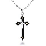 Mens Stainless Steel Tri-Tone Cross Necklace - 18 to 30IN