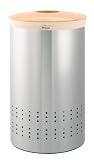 Brabantia Laundry Bin, 50litre, Woodline/Matt Steel