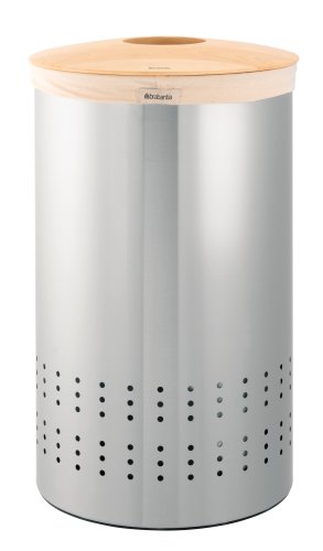 Brabantia Laundry Bin, 50litre, Woodline/Matt Steel