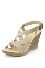Suede Open Toe Strappy Wedge Sandals