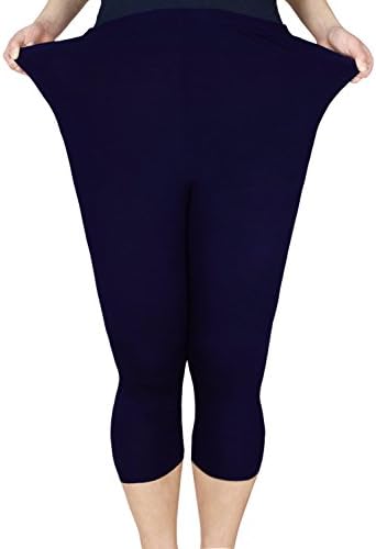 Women's Modal Basic Solid Color Capri Leggings Navy US6-12