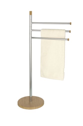 Wenko 17645100 Handtuch- und Kleiderst&auml;nder Bamboo - 3 bewegliche Arme, Chrom, Holz, 47.5 x 86.5 x 25.5 cm, Bambus-Optik