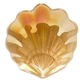 Bottom Surface Painted Glass Amber Color Scallop Shell Small Plate 7.75 D by Traders and Company