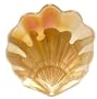 Bottom Surface Painted Glass Amber Color Scallop Shell Small Plate 7.75" D