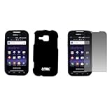 EMPIRE Black Rubberized Hard Case Cover + Screen Protector for MetroPCS Sam ....