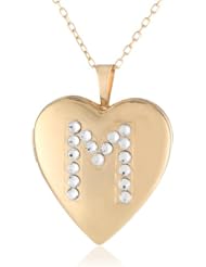 Momento Lockets Silver Swarovski Crystal Initial M Locket Necklace, 18"