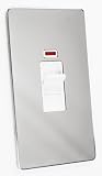 Schneider Electric Ultimate Double Pole 45A Plate Switch with Neon Screwless Polished Chrome Flat Plate - White Insert