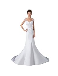 V-neck Satin Sheath Mermaid Cap Sleeves  Dress