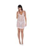 2 PC. Sheer babydoll with intricate floral embroidery, and matching G-string.