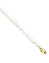 14k Yellow Gold 7in 5-5.5mm White Freshwater Cultured Pearl Necklace.