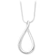 White Ice Sterling Silver Genuine Diamond Open Teardrop Necklace