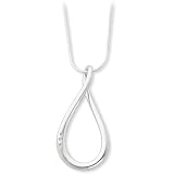 White Ice Sterling Silver Genuine Diamond Open Teardrop Necklace