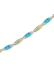 14kt Yellow Gold Oval Blue Topaz and Diamond Bracelet