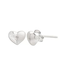 Sterling Silver Childrens Heart Button Earrings