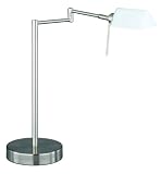 Trio Gelenk Halogen Tischleuchte Touch me Nickel matt Glas opal matt Höhe 40 cm