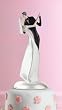 Caucasian Couple Wedding Cake Topper: Kissing Bride & Groom Caucasian