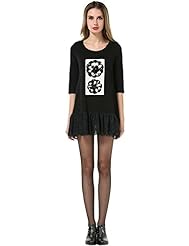 Plus Size Sexy Cotton/Spandex Elbow Length Sleeves Lace Spring Mini Dress 