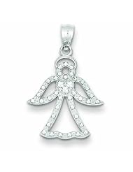 14K White Gold Diamond Cut Angel Pendant