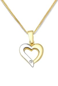 Miore - MA985CHN - Collier Femme avec pendentif - Coeur - Or jaune 375/1000 (9 carats) 1.57 gr - Diamant - 45 cm
