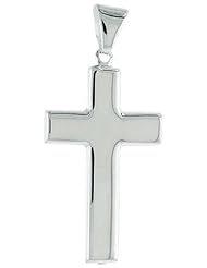 Sterling Silver Cross Pendant, Made in Italy. 1 3/8 inch (35 mm) Tall