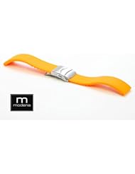 22mm Orange MODENA Light Pattern Italian Rubber Watch Band w/ Deployant / Deployment Buckle / Clasp