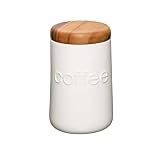 Natural Elements Ceramic Utensil Jar with Acacia Wood Rim