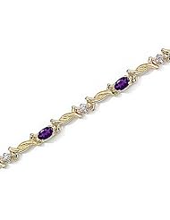 14kt Yellow Gold Oval Amethyst and Diamond Bracelet