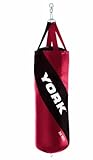 York 60083 Boxing Tethered Leather Punchbag with Set of Mitts - Red/Black/White, 4 Ft Bag