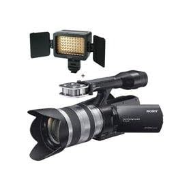 Sony NEX-VG20 Interchangeable Lens 1920x1080 Full HD Handycam Camcorder Body with E-Mount 18-200mm f/3.5-6.3 Zoom Lens - Bundle - with Sony HVL-LE1 Battery LED Video Light