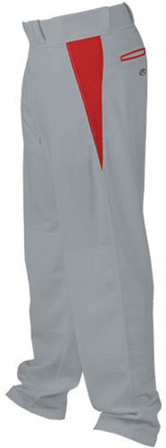 Rawlings Men's Relaxed Fit V-Notch Insert Baseball Pant, Blue Grey with Scarlet Insert, Medium