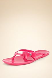 Diamanté Bow Patent Jelly Flip-Flops