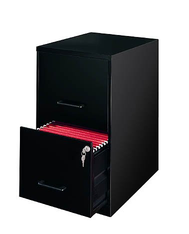Home Office 2 Drawer Letter File Cabinet - (Black) 
