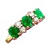 14K Triple Emerald & Diamond Ring