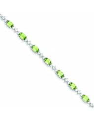 Genuine .925 Sterling Silver Peridot White Topaz Bracelet 6.5 Grams . 100% Satisfaction Guaranteed.
