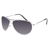 BLUE CROWN Aviator Sunglasses - Silver/Gray