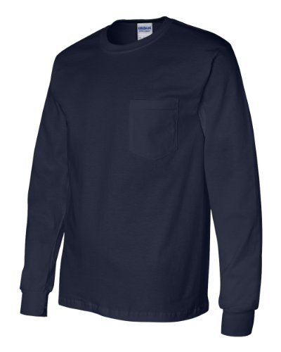 Gildan Men's Ultra Cotton Long Sleeves Pocket T-Shirt_Navy_2XL