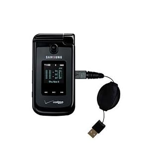 Retractable USB Cable for the Samsung Zeal with Power Hot Sync and Charge capabilities – uses Gomadic TipExchange Technology
