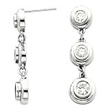 14K White or Yellow Gold Three-Stone Diamond Earrings - 1.00 Ct., 1.50 Ct. or 2.00 Ct. (ALSO AVAILABLE WITH GEMSTONES)