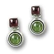 .925 Silver, Garnet & Peridot Post Earrings