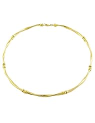14 Karat Yellow Gold Twisted Bar and Beads Link Chain (17 inch)