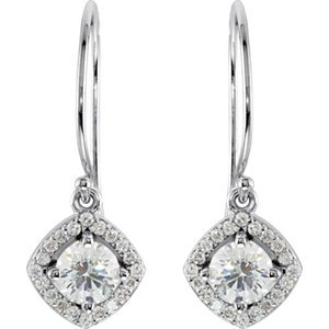 Genuine IceCarats Designer Jewelry Gift 14K White Gold 1/5Ctw Dia & Tanzanite Earring. Pair Genuine Tanzanite And 1/5Ctw Diamond Halo Earrings 1/5Ctw Dia & Tanzanite Earrings In 14K White Gold