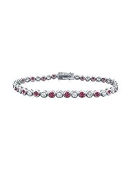 Ruby and Diamond Tennis Bracelet with 4.00 CT TGW on Platinum