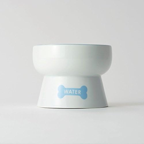 Raised Dog Water Bowl, Helps senior dogs drink more water, Microwavable, Easy to Clean, Dishwasher Safe, Stoneware, Anit-spill Lip